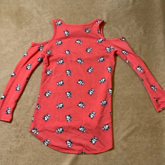 Dreamgirl Sz 7/8 Peach Cold Shoulder Hi-low Long Sleeve‎ Round Neck Panda (E) - Picture 8 of 8